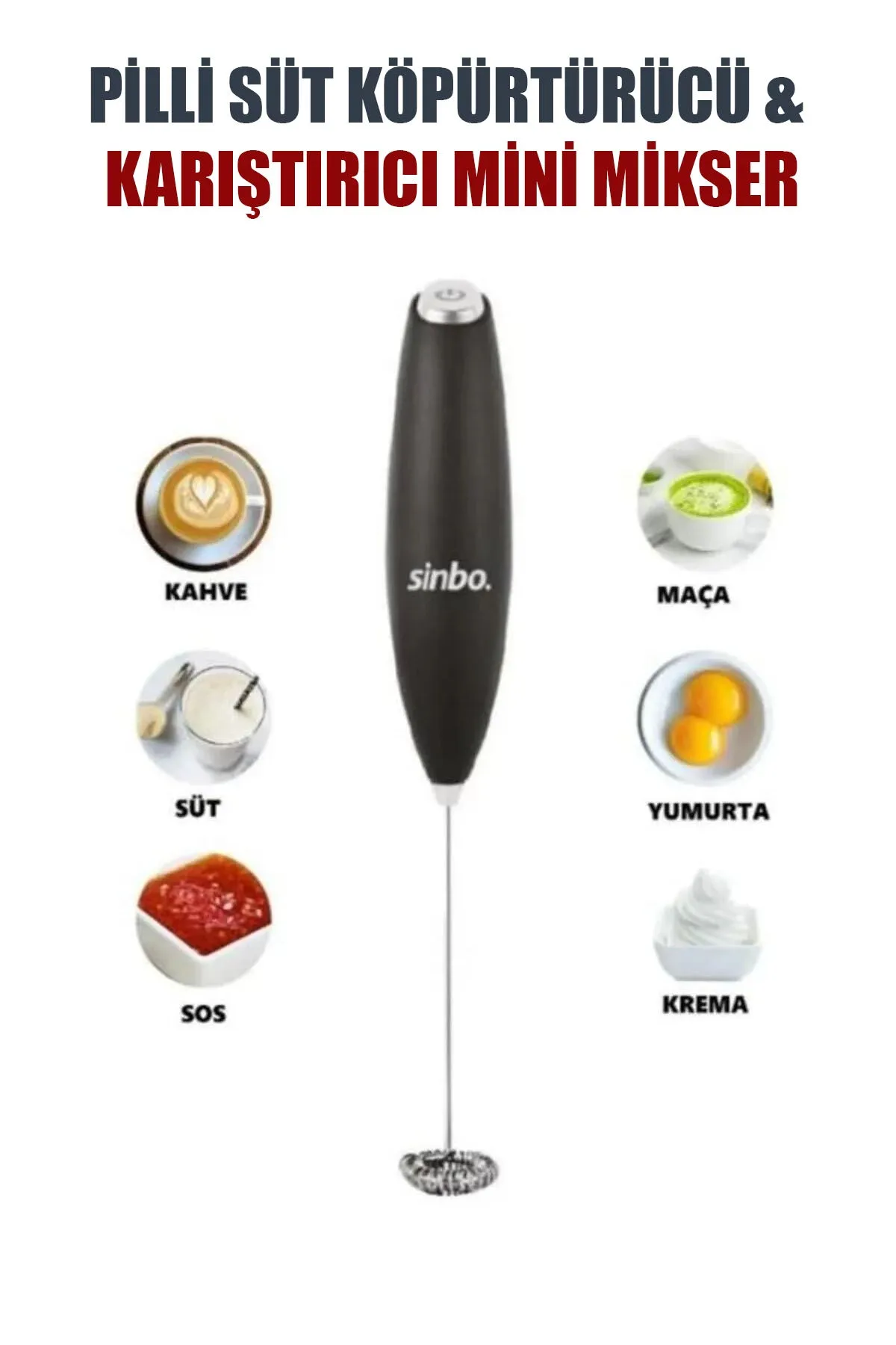 SİNBO STO-6723 PİLLİ SÜT KÖPÜRTÜCÜ & KARIŞTIRICI MİNİ MİKSER