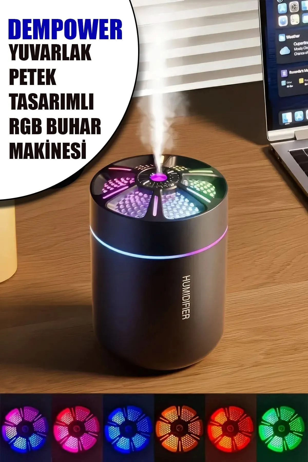 🌈YUVARLAK RGB BUHAR MAKİNESİ